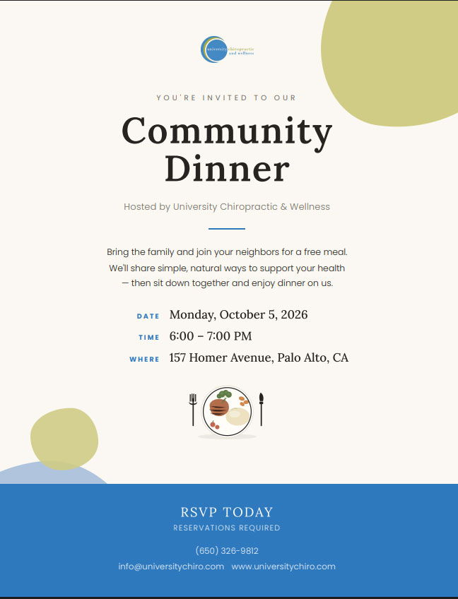 Events - Community Dinner at University Chiropractic in Palo Alto